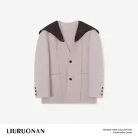 LIURUONAN 24AW【披肩外套】俩粒扣保暖无领西装外套女/披肩可拆