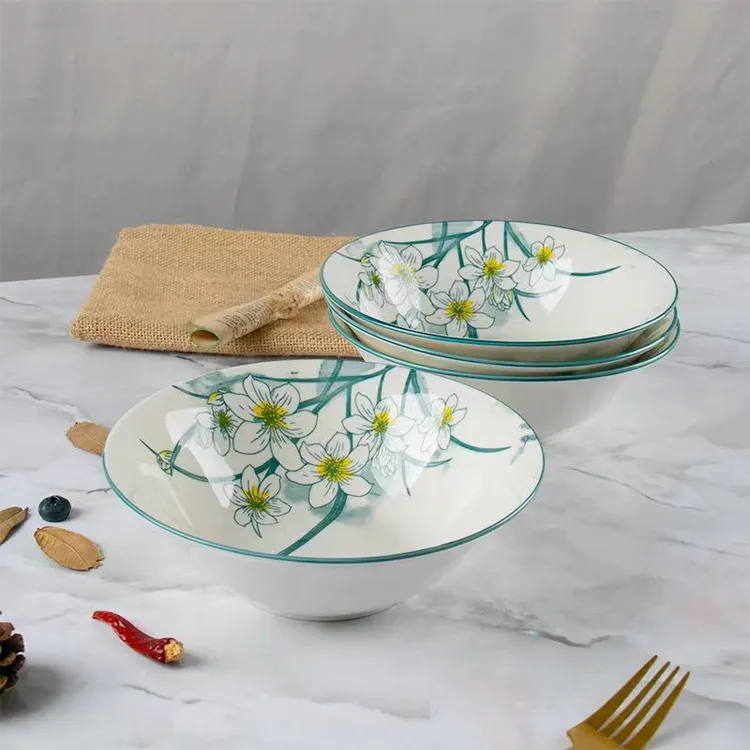 水仙花6英寸斗碗家用陶瓷餐具网红创意饭碗日式釉下彩