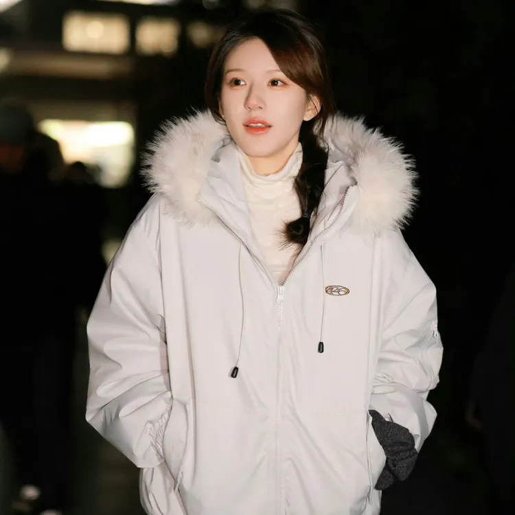 F426【代言人赵露思同款】国潮冬季情侣派克服大毛领羽绒服外套 XH