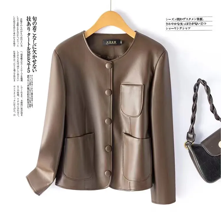 【海宁真皮880】时尚气质休闲百搭秋冬网红简约下香风绵羊皮外套