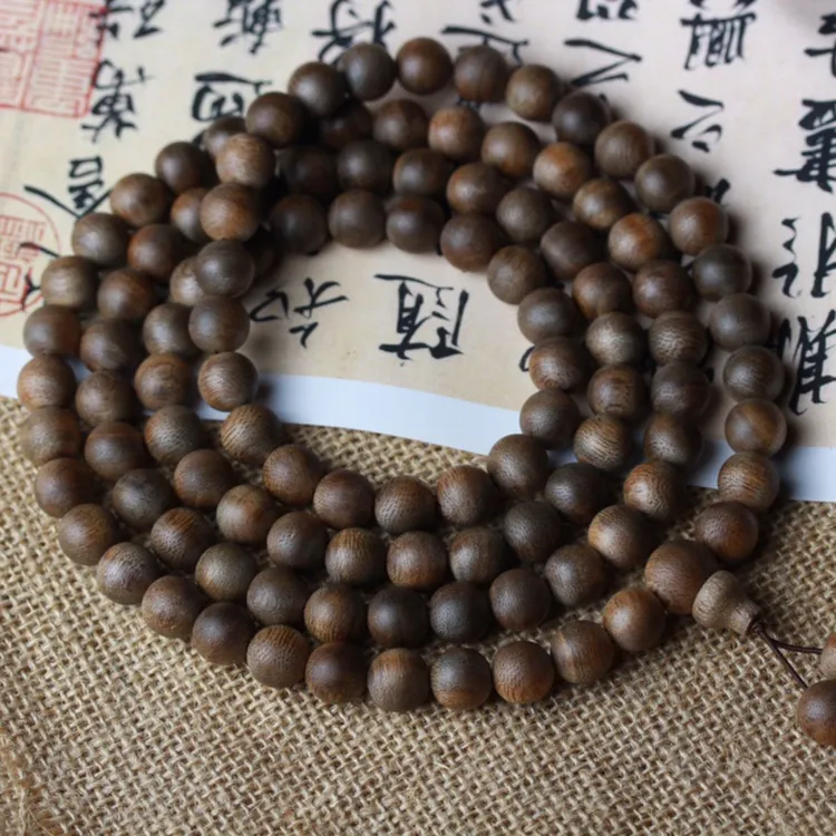 增香沉香木收藏越南沉香木念珠8*108颗多圈花蜜香甜凉意送养香瓶