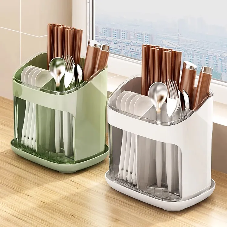 筷子筒家用餐具盒厨房沥水筷子篓刀叉勺子收纳盒大容量筷子盒简约