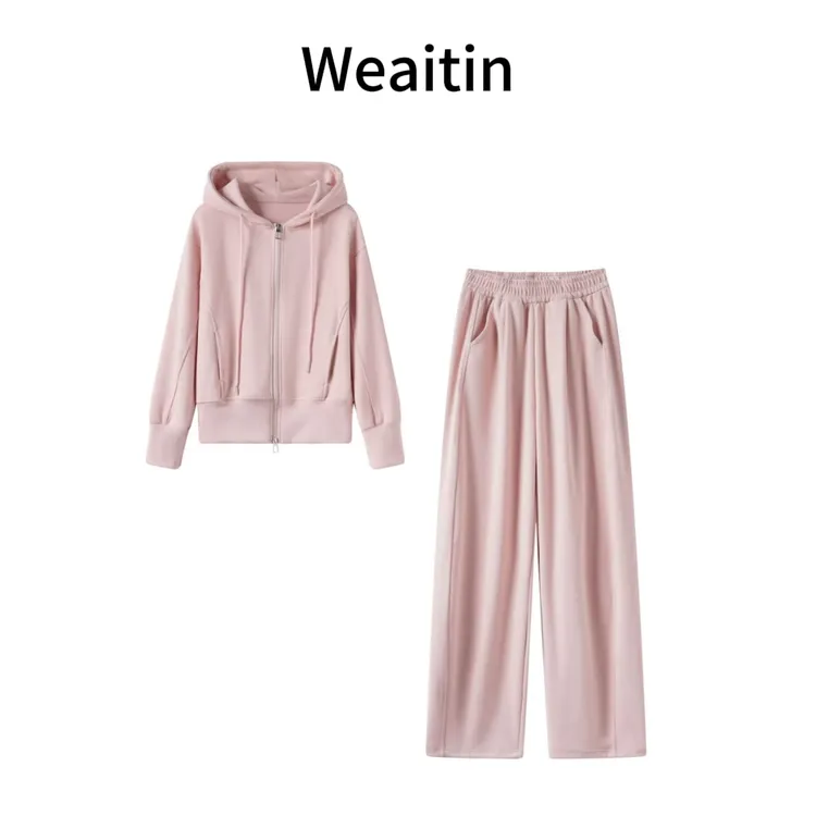 WEIAITING/唯爱町气质减龄女士连帽卫衣套装简约休闲运动风T01