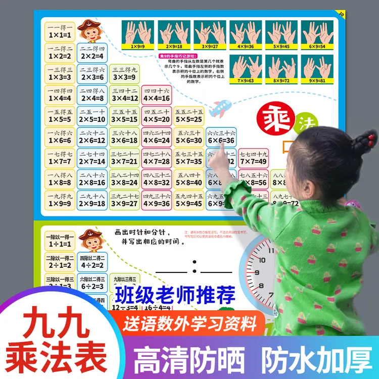 九九99乘除法口诀表挂图墙贴全套小学生天天练一二年级数学纸质