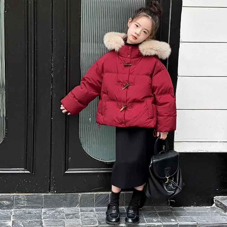 女童棉服冬季2025新款中大儿童面包服冬装韩版洋气短款毛领棉衣袄