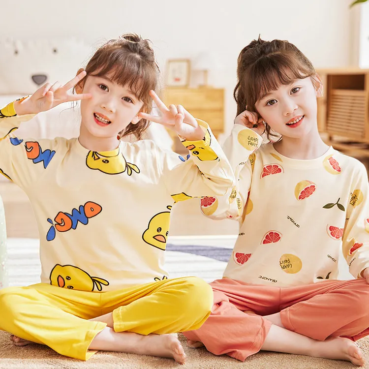 儿童睡衣女孩春秋季2024新款a类纯棉女童家居服套装长袖大童春装