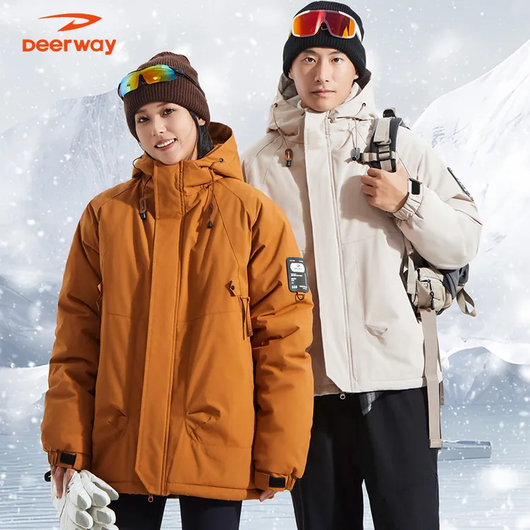 《加厚棉衣》德尔惠冬季加厚保暖棉服男女同款防风防寒连帽外套棉袄