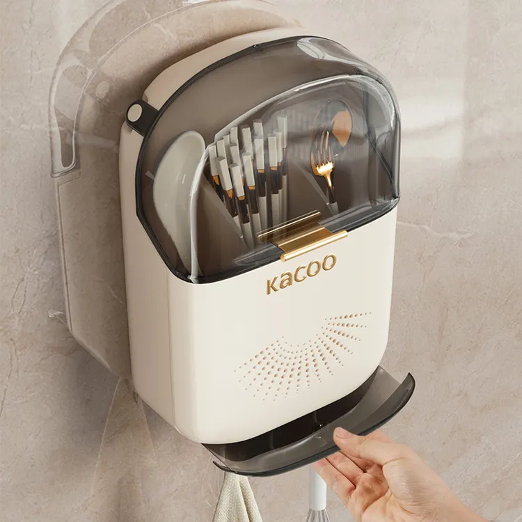筷子收纳盒壁挂式家用筷子筒厨房沥水置物架筷子篓筷笼勺子桶