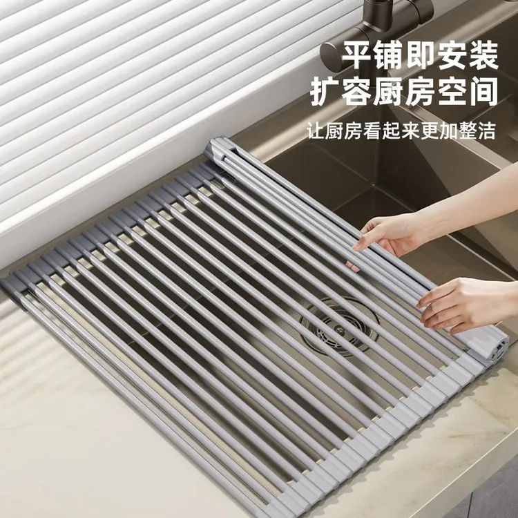 优勤沥水架水槽碗碟收纳架水池碗盘架厨房置物架可折叠沥水篮家用