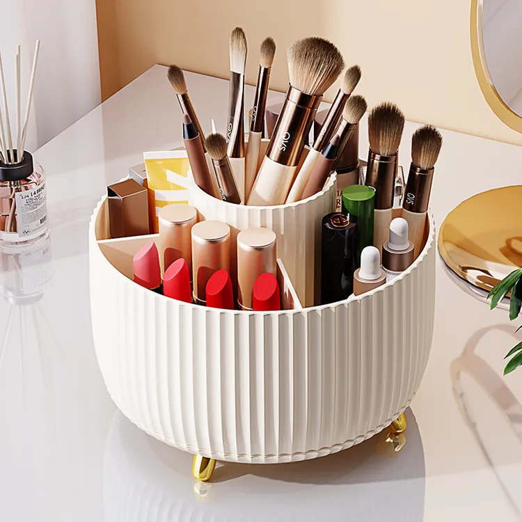 桌面旋转化妆刷收纳筒化妆品置物架家用梳妆台眼影刷子口红盒笔筒