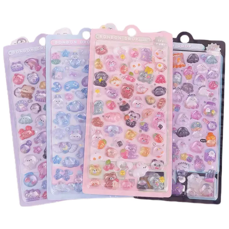 可爱卡通立体手账素材儿童冰箱闪乐正版授权3D浮雕微缩场景贴纸本