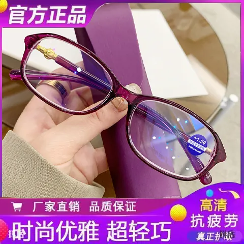 【紫盒官旗发货】2024款复古防蓝光老花镜中老年便携护眼减龄气质商品图