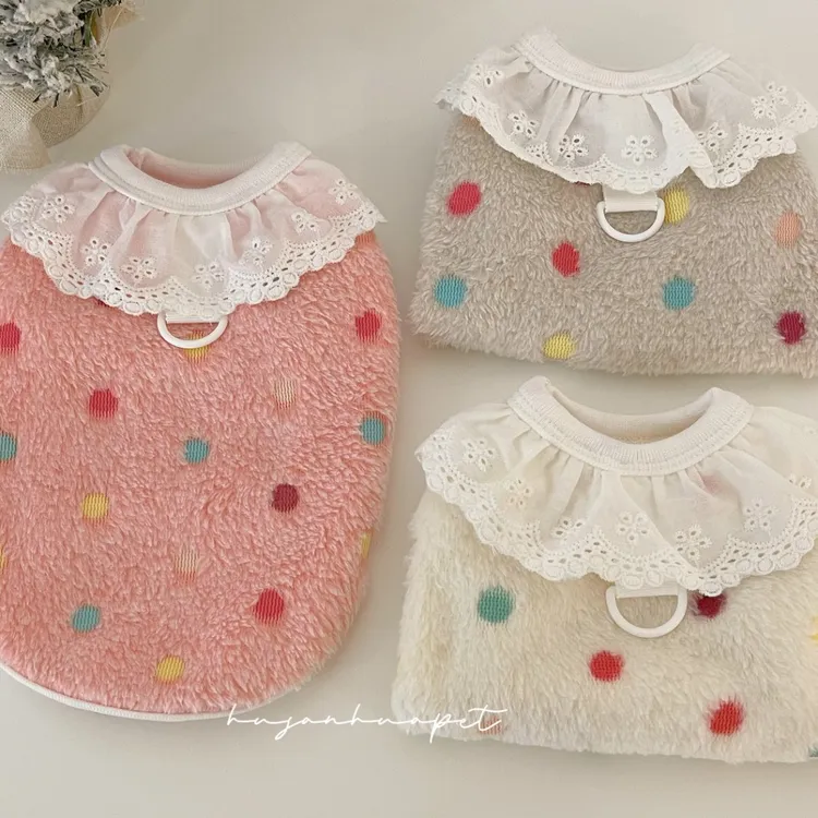 宠物家居服保暖防风彩色狗狗圆点点卫衣