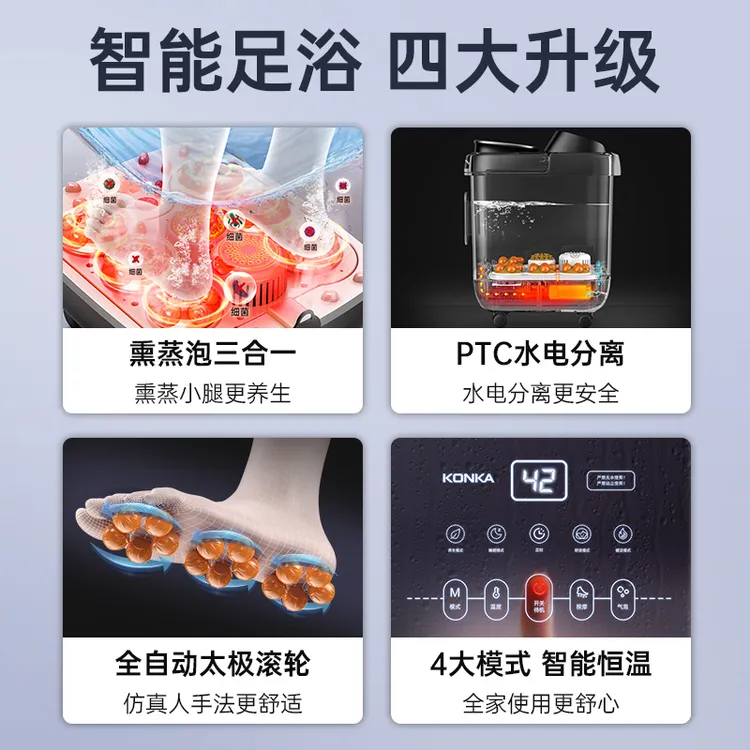 康佳泡脚桶恒温加热家用全自动电动按摩洗脚高深过小腿足浴盆商品图