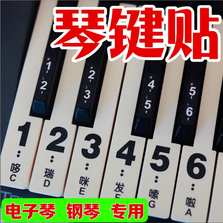 大字体版88/61键钢琴电子琴通用键盘贴钢琴简谱数字琴键水晶贴