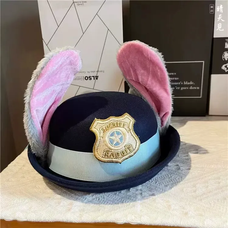 朱迪帽兔子圆顶礼帽疯狂动物城警官朱迪帽子儿童成人发箍头饰帽子