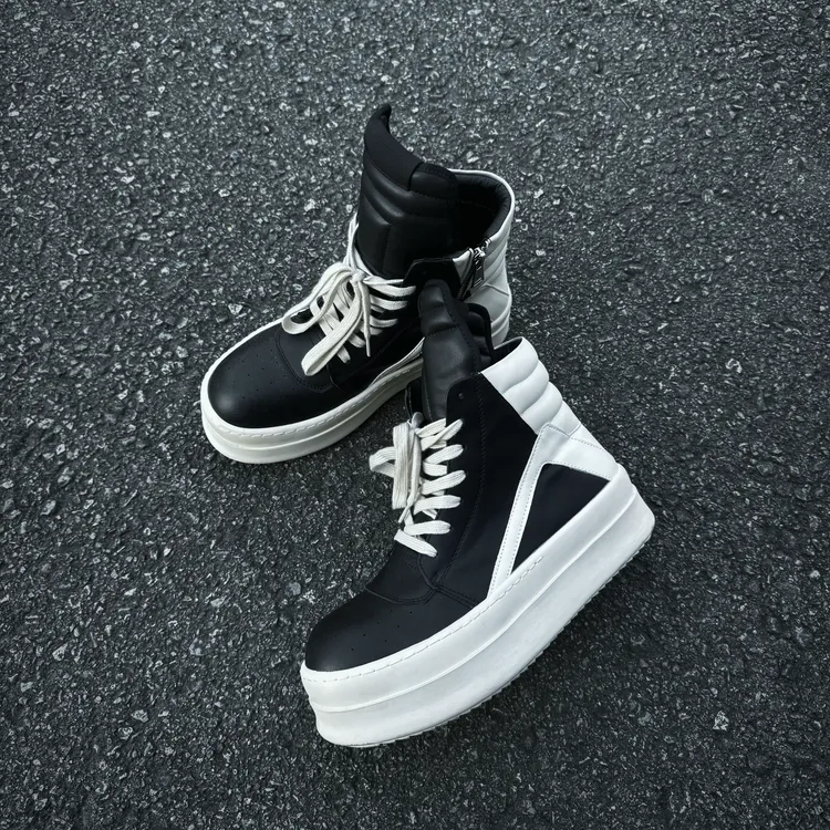 RO倒三角增高男女同款鞋四季款欧美风潮高帮倒三角黑白休闲