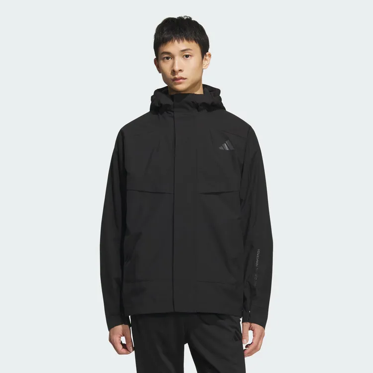 adidas/阿迪达斯男子拒水防风运动休闲连帽夹克外套 KB7624