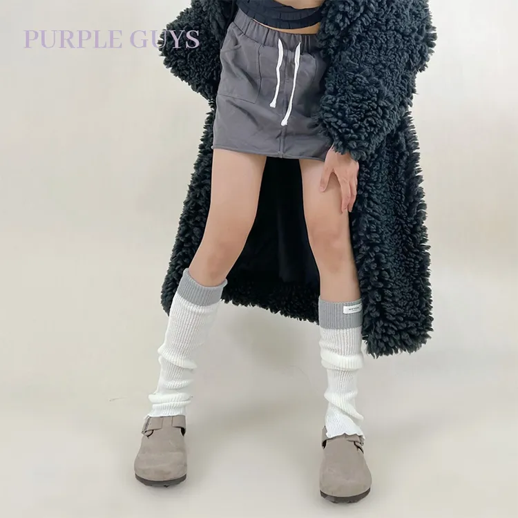 purple guys亚文化y2k腿套女款秋冬季辣妹复古拼接针织堆堆袜套