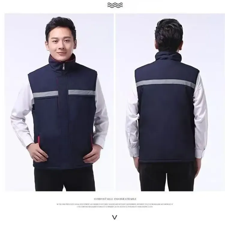 冬天加厚反光船厂劳保棉马甲男女工作服夹棉超市物业保洁马甲背心