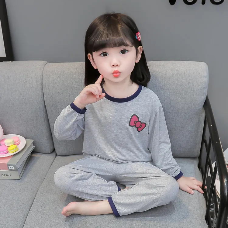 儿童夏季睡衣莫代尔薄款长袖套装女童家居服春夏季宝宝空调服女孩