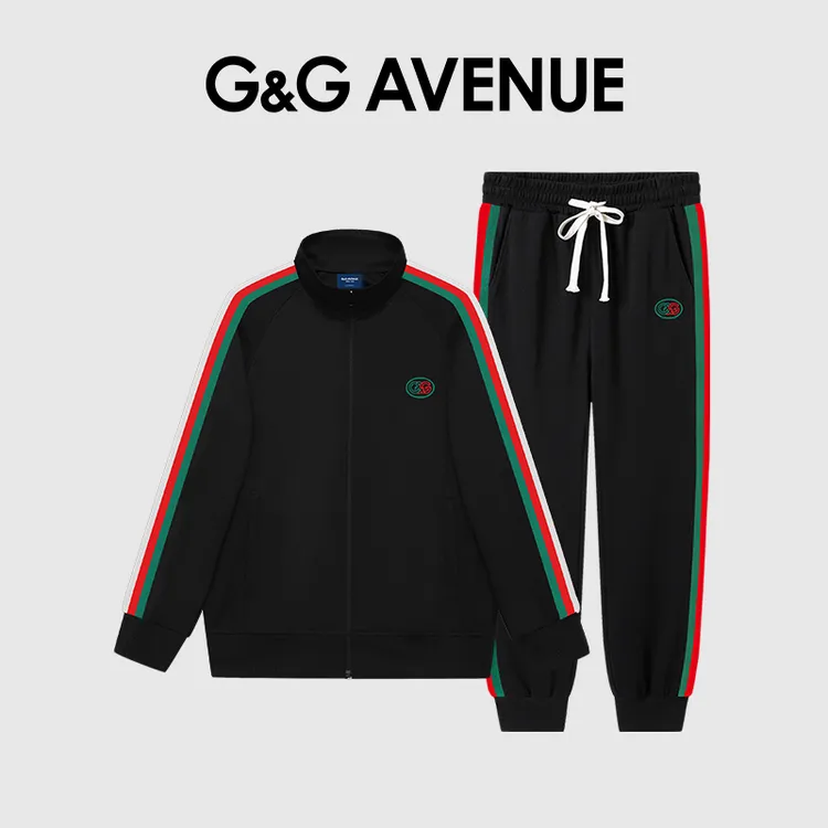 法国G&G AVENUE 春秋新款潮流套装休闲宽松套装卫衣+长裤情侣同款