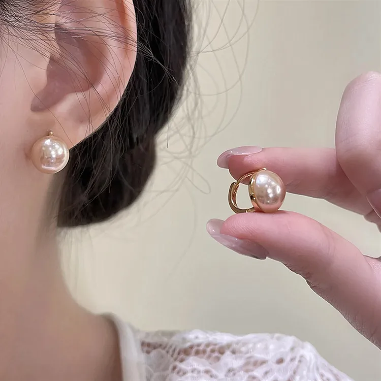 铜合金仿珍珠耳饰 925银针耳环女精致珠珠耳扣小众设计感简约气