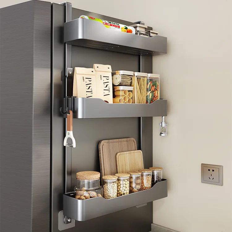 冰箱侧面置物架厨房壁挂式调料油盐酱醋卷纸多功能保鲜膜收纳架子