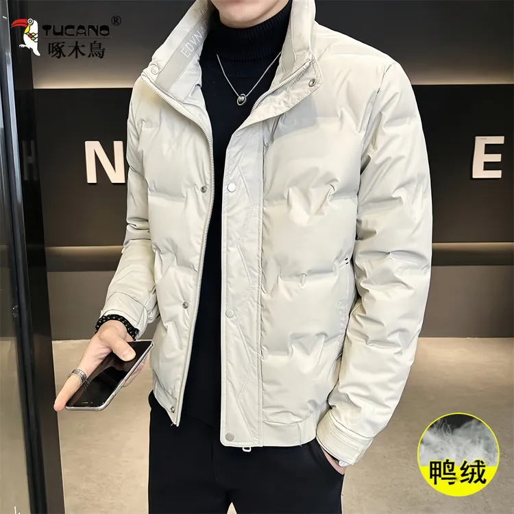 啄木鳥潮流时尚立领羽绒服男士加厚保暖休闲精致冬季修身外套修身
