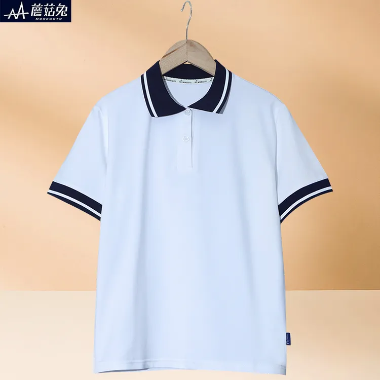 胖童短袖t恤男夏装白色polo衫翻领宽松大童小学生男童polo衫短袖