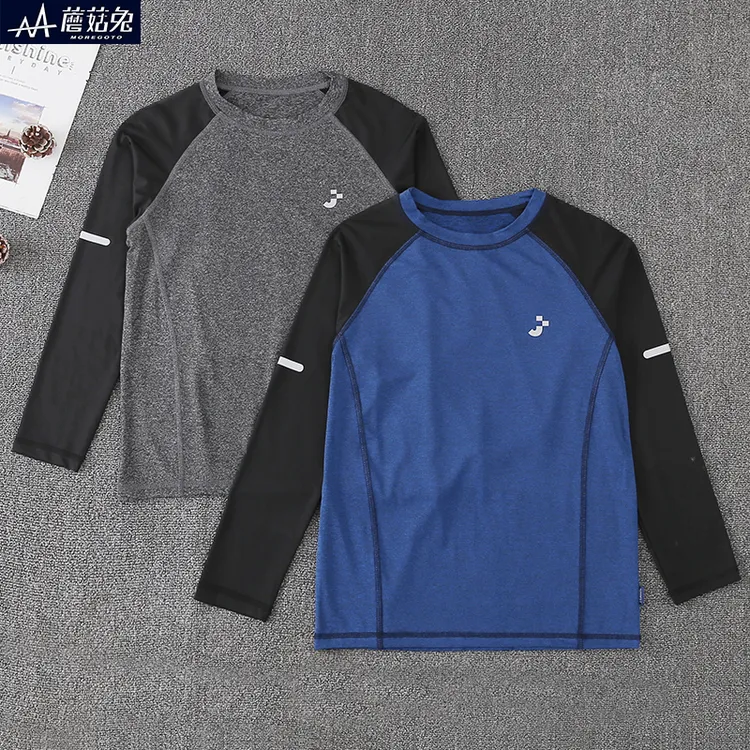 男童速干长袖t恤薄初中生中大童紧身速干衣中大童8-15岁速干衣