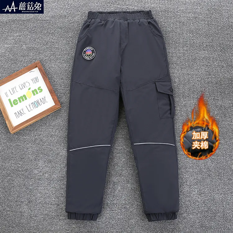 儿童冬季外穿加厚棉裤中大童保暖冲锋裤男孩夹棉冬装裤男童滑雪裤
