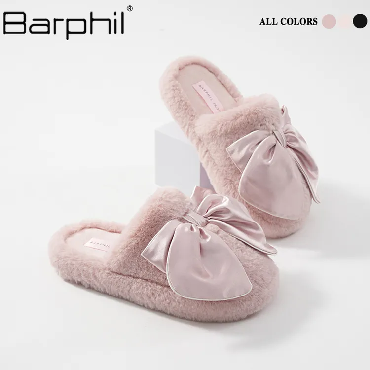 BARPHIL毛毛拖鞋女2025秋冬新款百搭防滑厚底加绒保暖轻便棉拖鞋