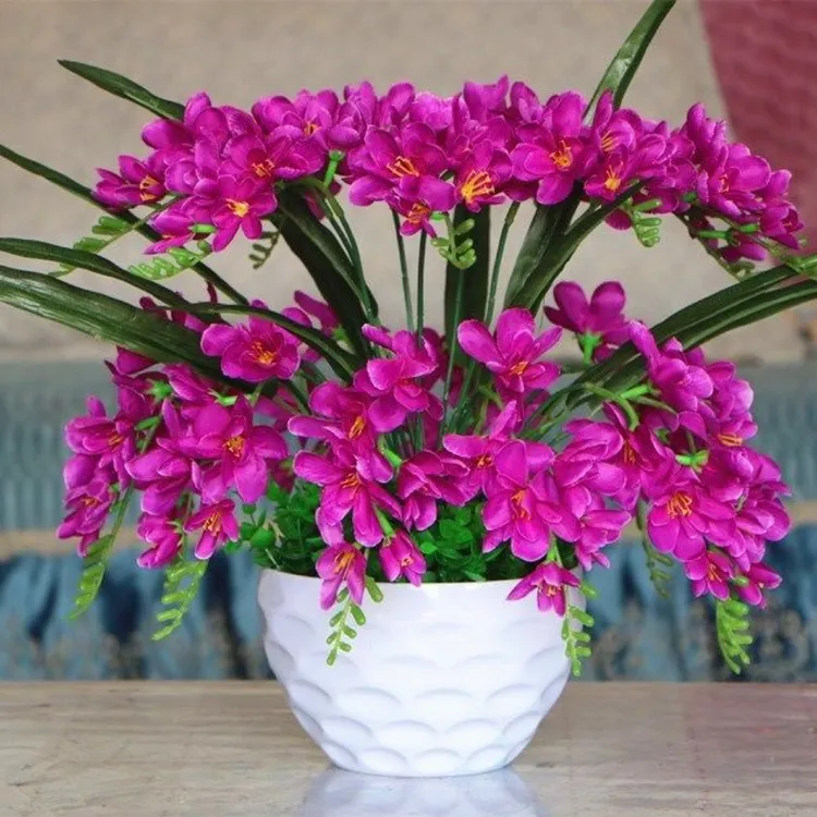 香雪兰花艺盆栽仿真干花套装饰假花绢花客厅餐桌卧室空调上装饰