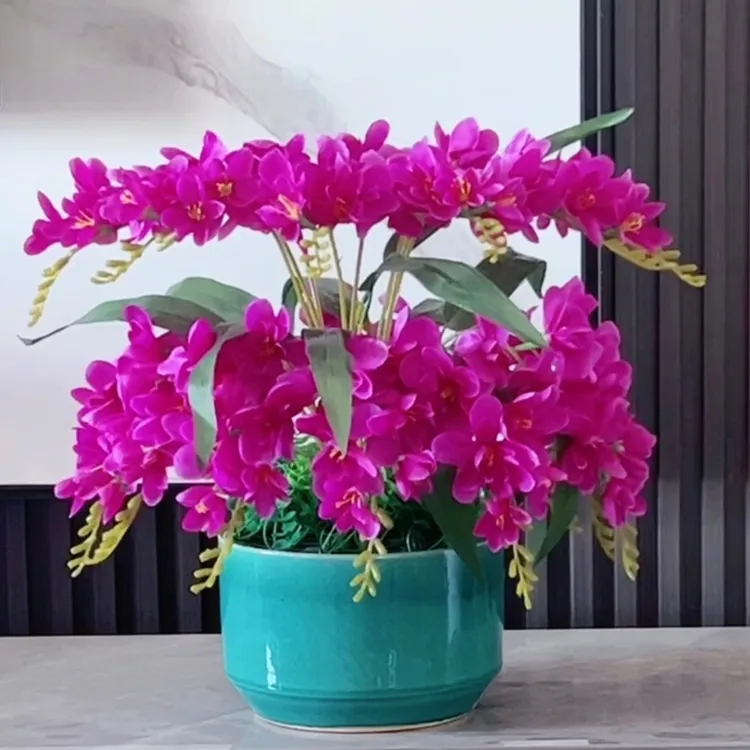 高档仿真花香雪兰陶瓷花盆套装假花摆件家居装饰