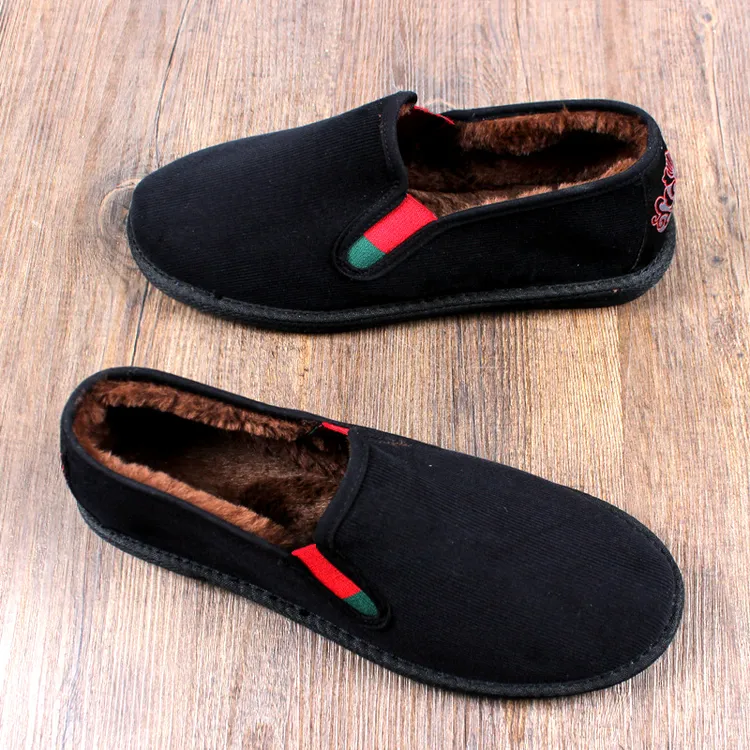 冬季新款老北京棉鞋男手工千层底加绒加厚潮流高档灯芯绒二棉布鞋