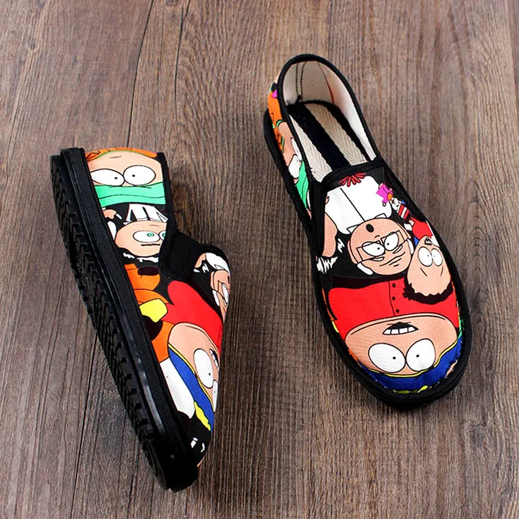 夏季新款老北京布鞋男款软底透气休闲卡通手工耐磨工作一脚蹬工地