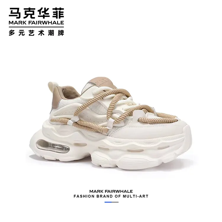 马克华菲夏季情侣款增高休闲透气百搭潮流老爹鞋2025气垫运动鞋