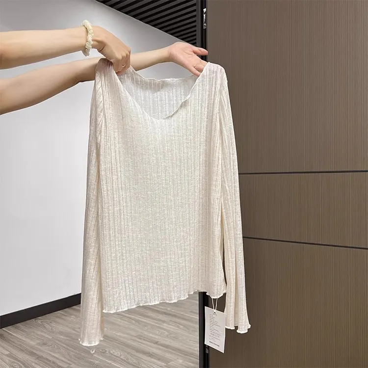 辣妹慵懒感微透空调罩衫女夏款薄款早秋季长袖木耳边出行穿搭衣服