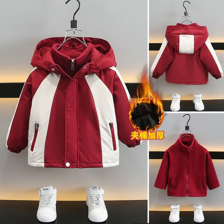 儿童冲锋衣+摇粒绒男童夹棉冲锋衣三合一防风保暖2025冬季新款