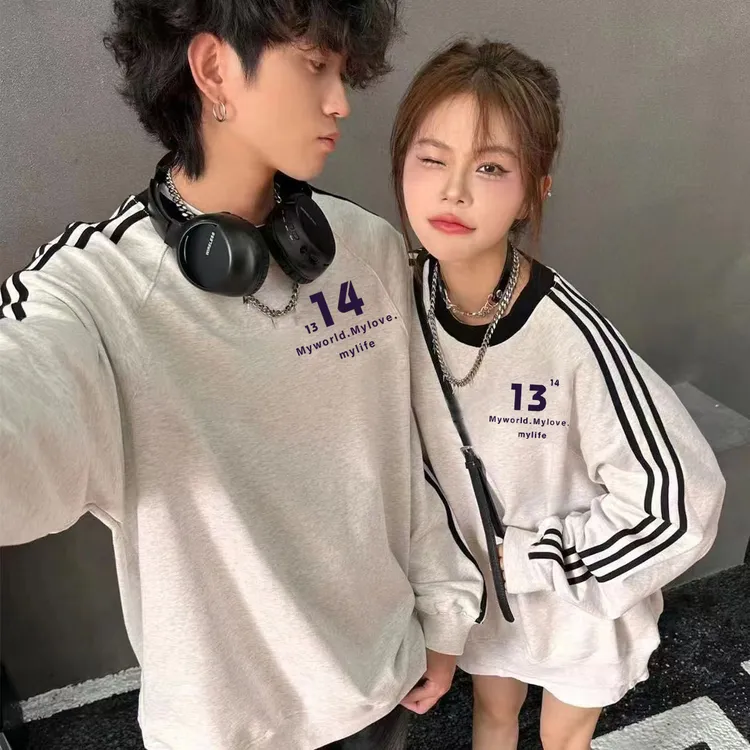 情侣卫衣秋冬新款爆款一男一女宽松休闲潮牌高级感情侣装圆领卫衣