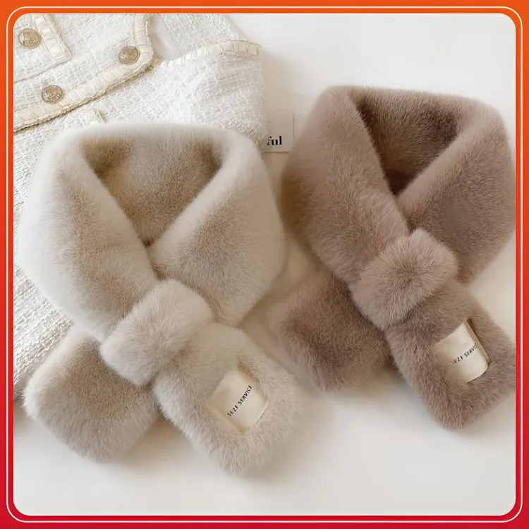 网红保暖围脖套护颈小围巾女秋冬季爆款2025新款仿兔毛毛绒时尚短