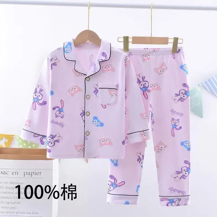 纯棉睡衣纯棉大童中小童卡通宝宝分体女童男童睡衣纯棉100%全棉