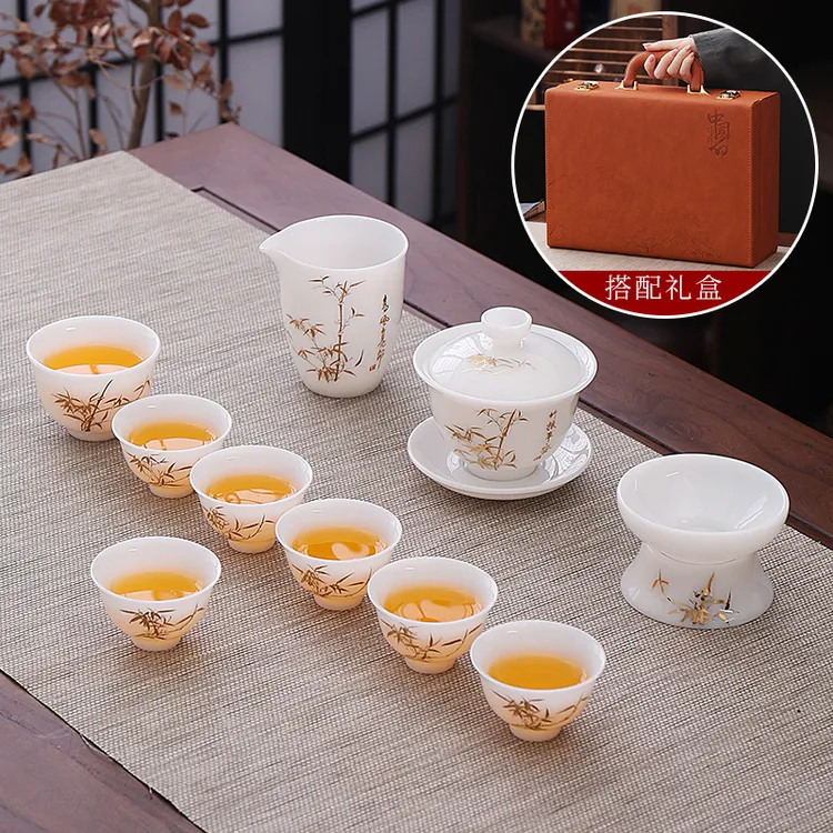 子规种冰种郭老师纯手工绘画金竹高档家用描金茶具套装高端全套