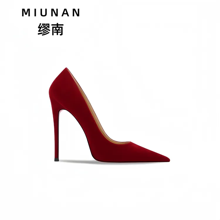 缪南高跟鞋女2025爆款洋气酒红婚鞋订婚鞋高级感红底高跟鞋单鞋女