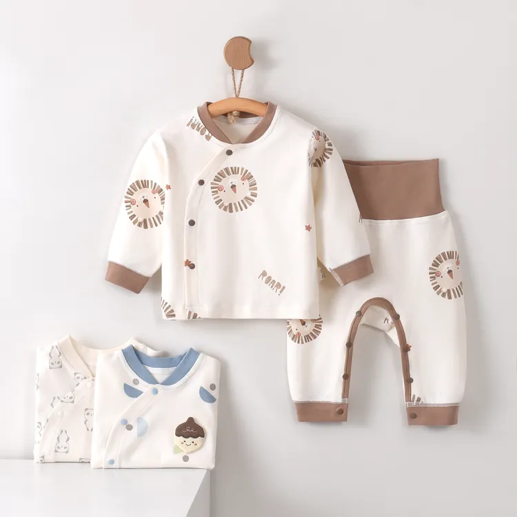 婴儿A类纯棉高腰保暖分体秋衣秋裤套装新生儿宝宝四季家居服睡衣