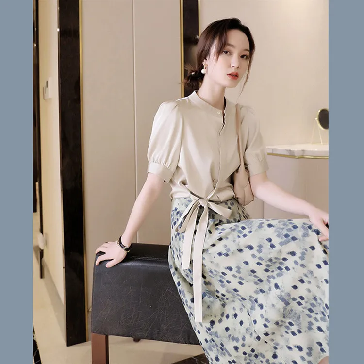 碎花连衣裙套装女夏季新款时尚冷淡风高级感轻熟御姐风法式两件套