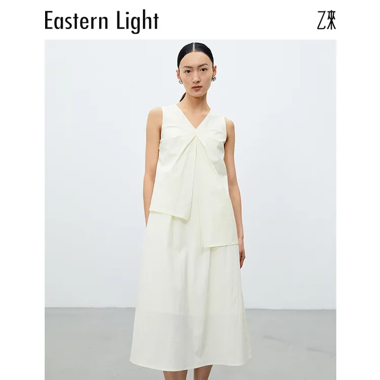 Eastern Light/乙来夏季无袖花苞褶皱背心裙女装连衣裙气质女士