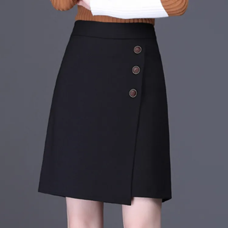 2025春秋黑色不规则a字短裙女秋冬新款包臀裙子一步裙高腰半身裙