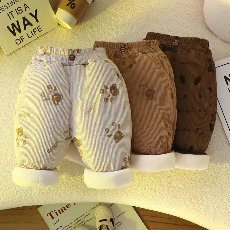 儿童棉裤冬装男童三层加厚休闲裤子女童宝宝冬季一条过冬夹棉外穿